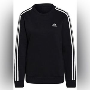 adidas Women’s XS Essentials 3 Stripes Fleece Sweatshirt, Black / White
